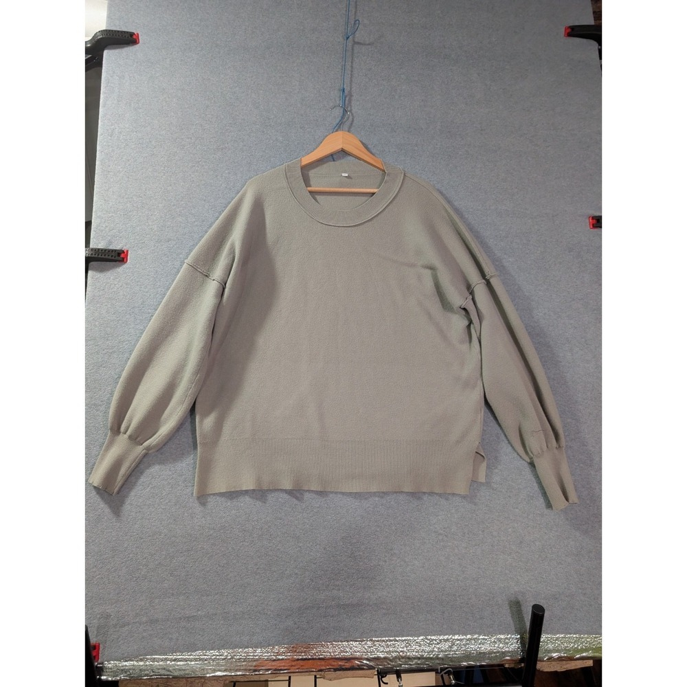 Womens‎ Oversized Sweater XL Beige Crewneck Baggy Minimalist Knit Pullover